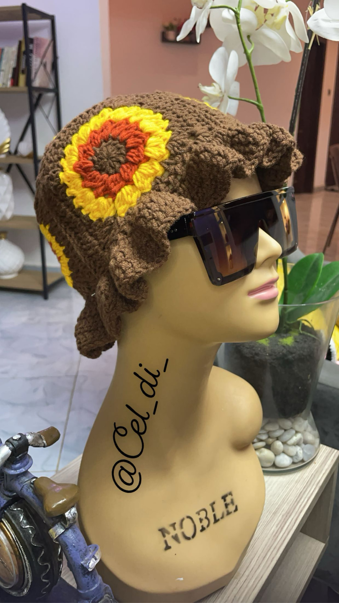 Brown Sunflower Ruffle Bucket Hat
