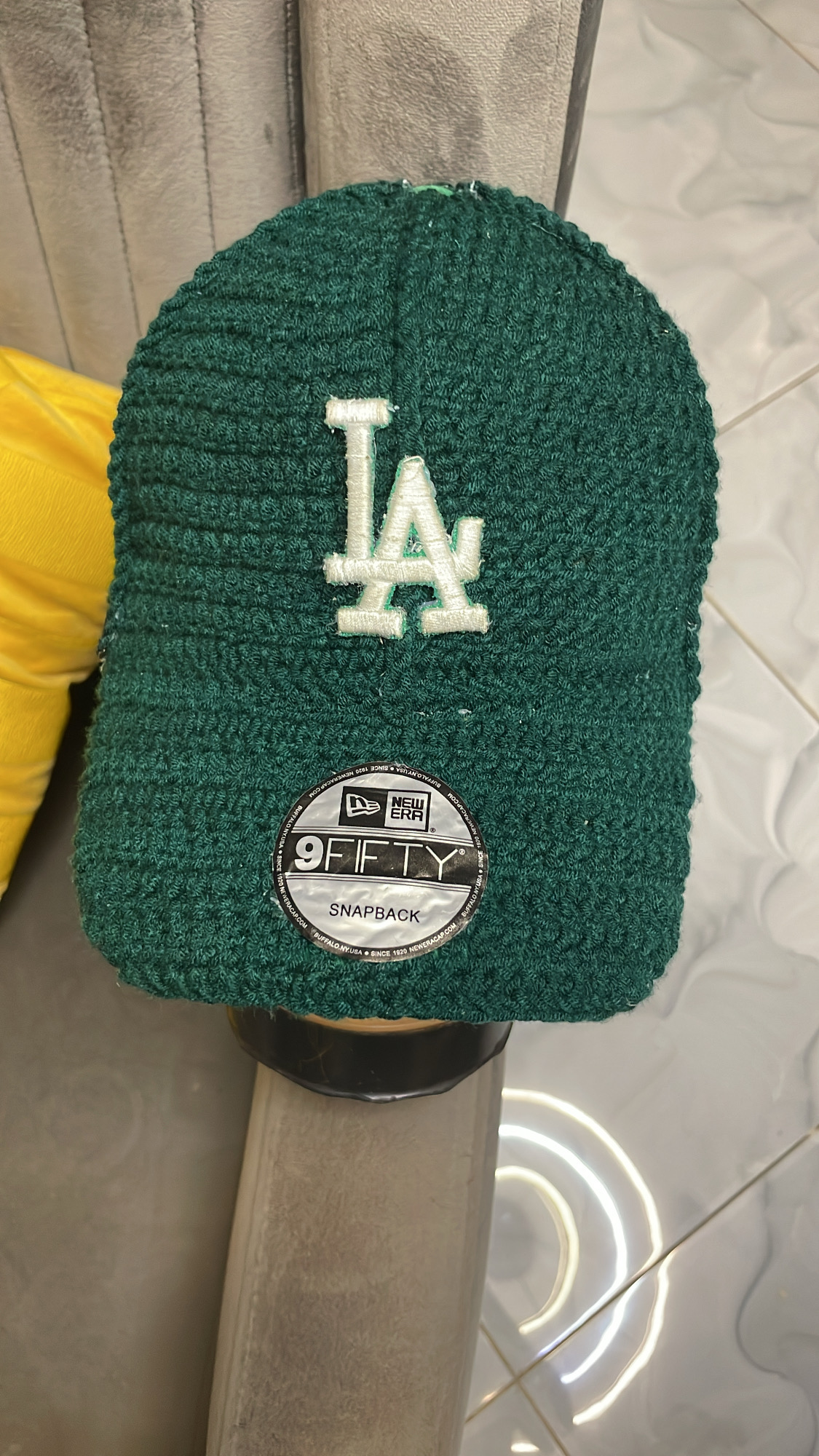 Green Crochet Snapback Cap