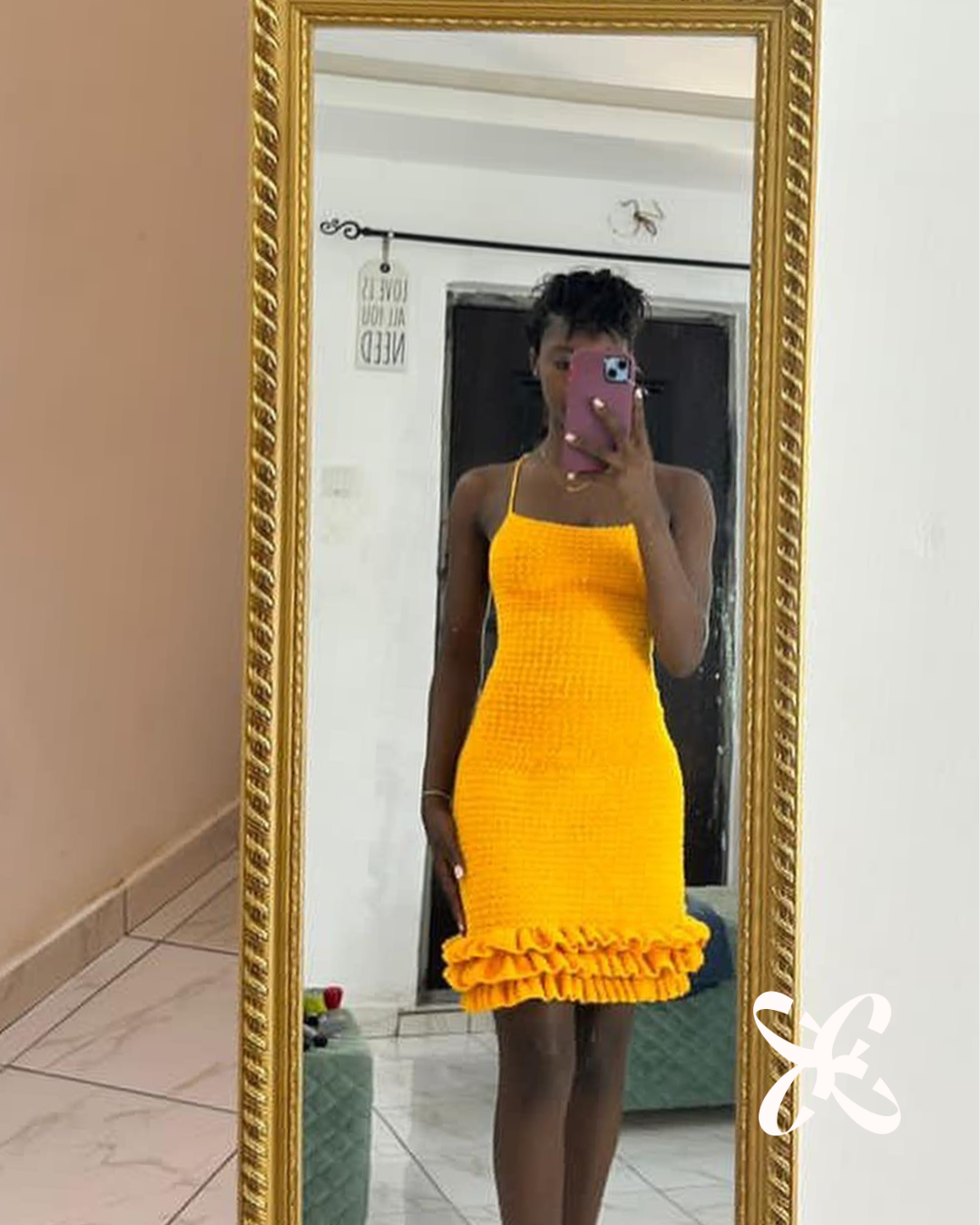 Yellow Ruffle Mini Dress