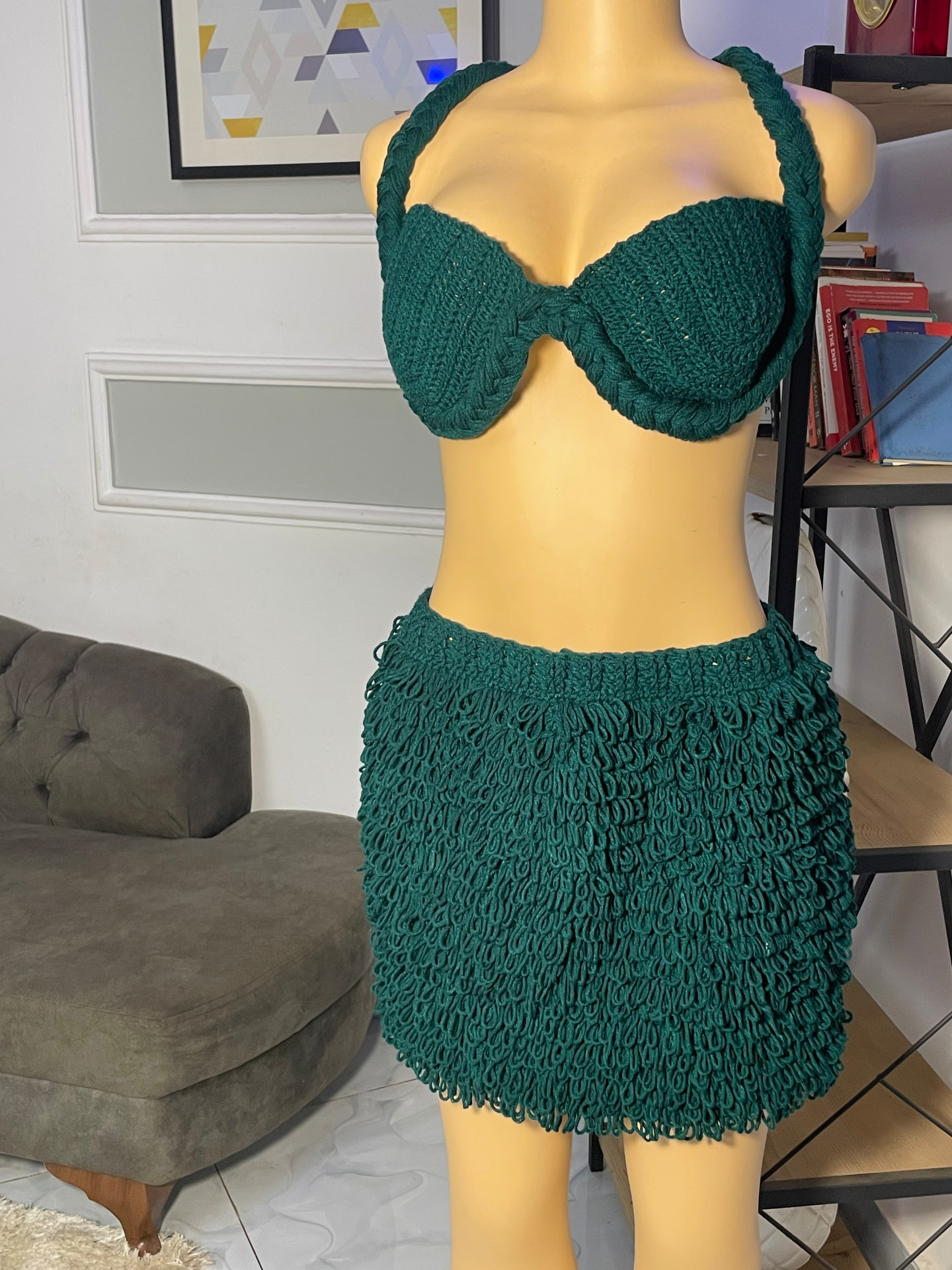 Green Loopy Crochet Set