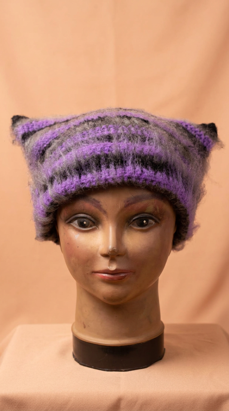 Purple Stripe Cat Hat