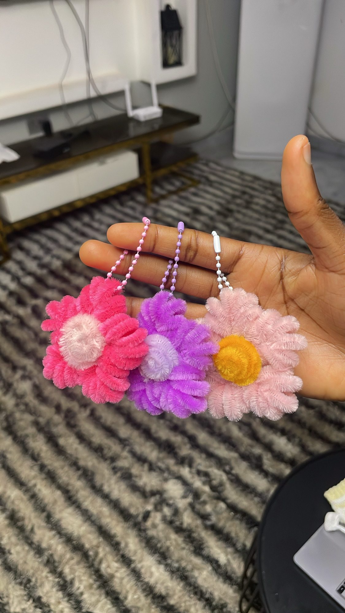 Fluffy Flower Keyrings